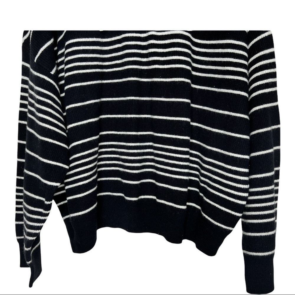 ALLSAINTS Reverb Hooded Stripes Contemporary Wool Blend Sweater Black Ecru - Picture 5 of 12